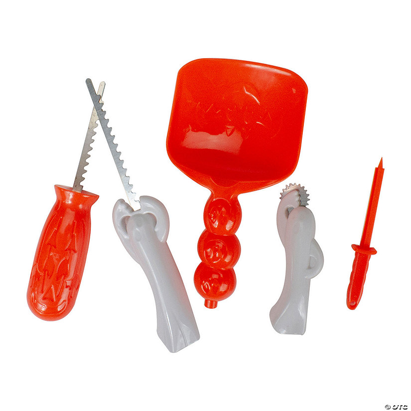 11" White and Orange Pumpkin Carving Kit Image