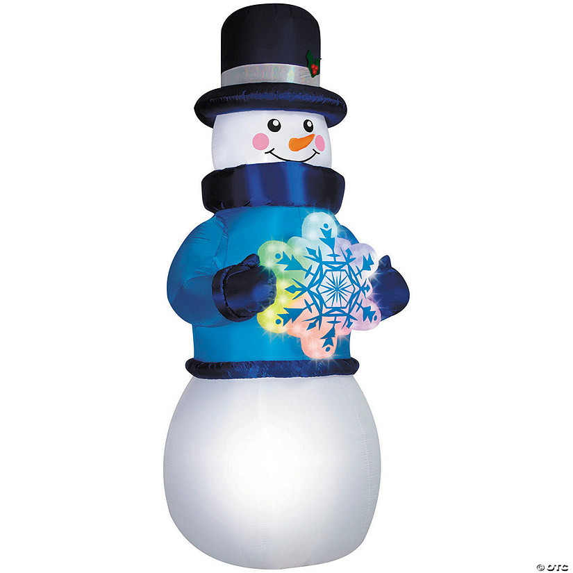 12 Ft. Airblown&amp;#174; Inflatable Snowman with Rainbow Lightshow Snowflake Outdoor Yard Decoration Image