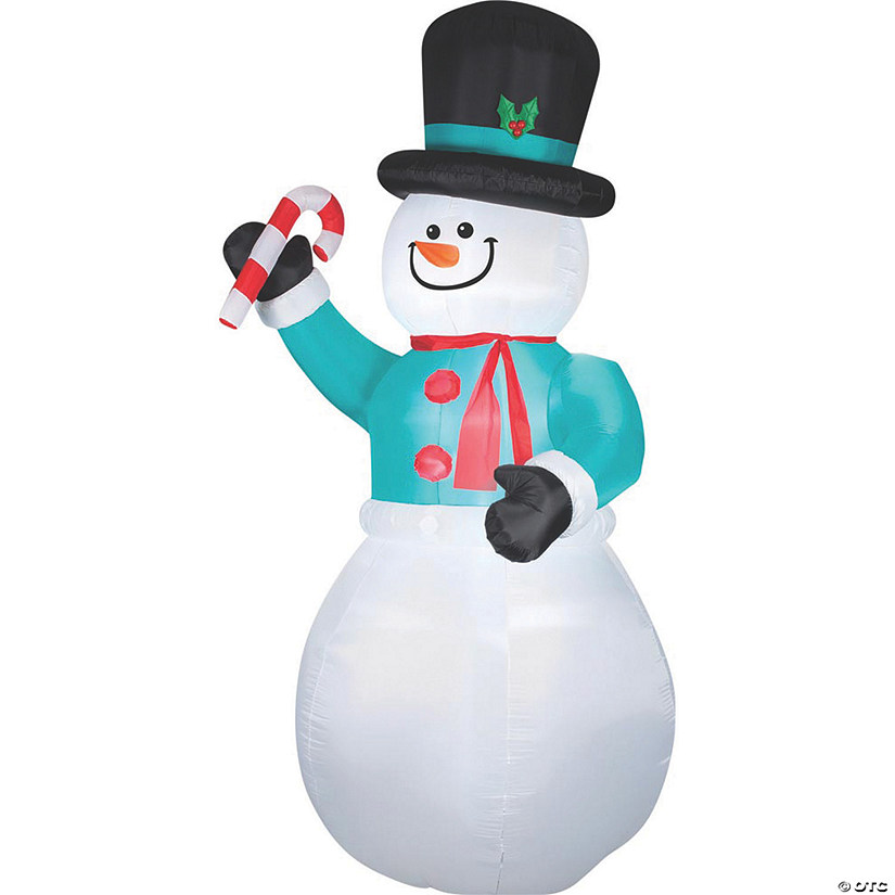 12 ft. Outdoor Blow Up Inflatable Snowman with Candy Cane Image