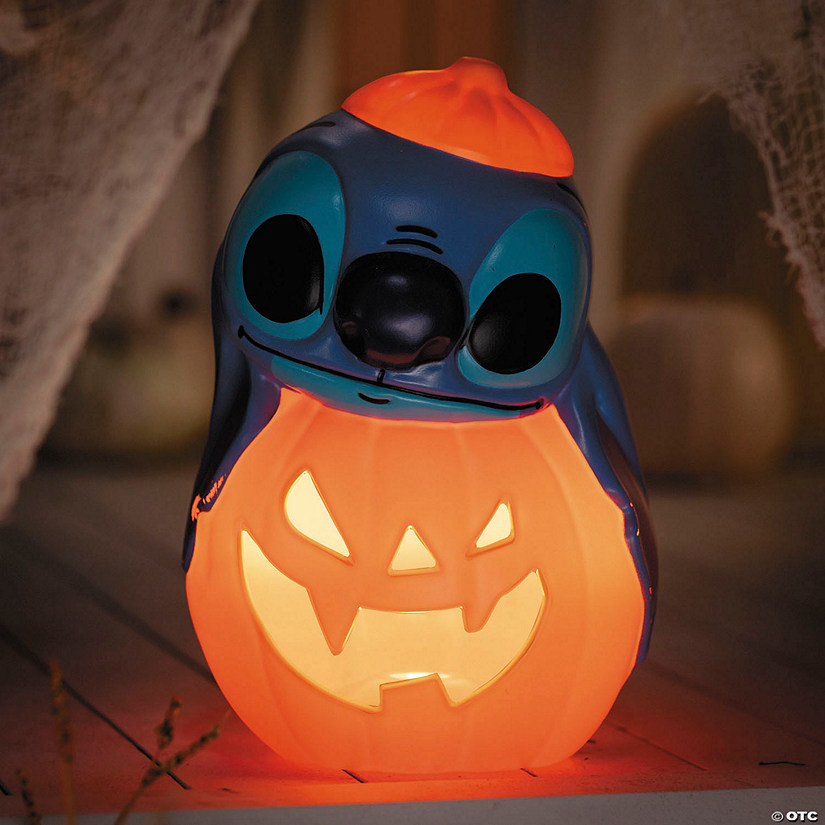 12&quot; Light-Up Lilo &amp; Stitch&amp;#8482; Stitch Pumpkin Stack Halloween Tabletop Decoration Image