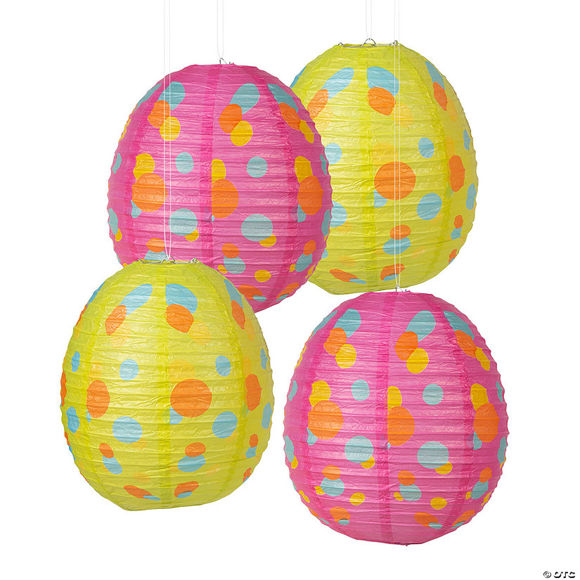 12" Pastel Easter Egg Hanging Paper Lanterns - 4 Pc. Image