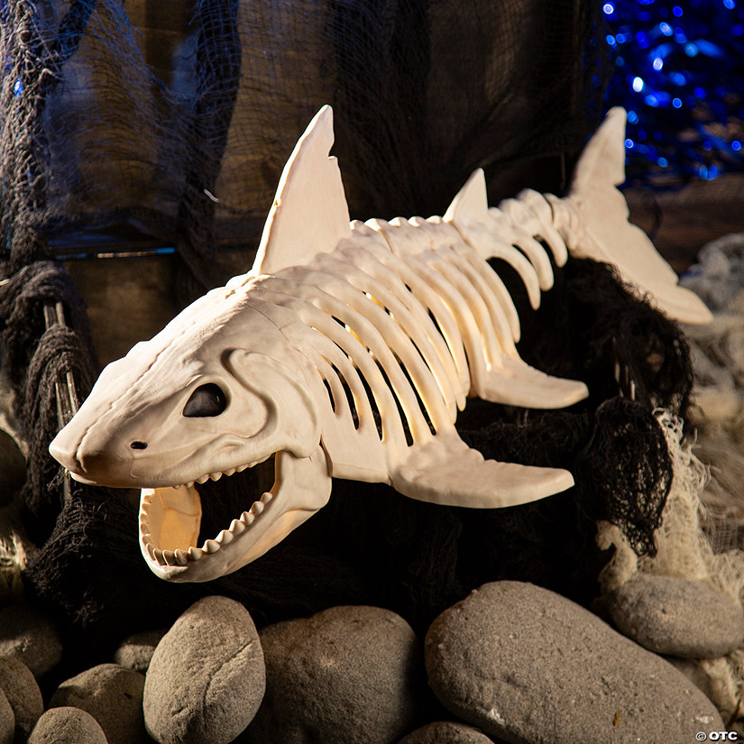 12" Plastic Shark Skeleton Halloween Tabletop Decoration Image