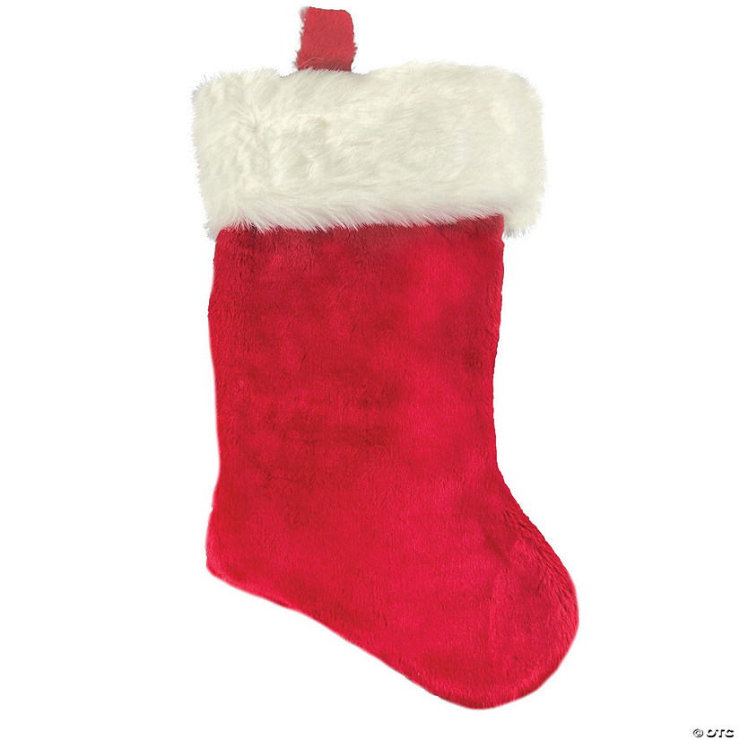 12" Red Plush Santa Christmas Stocking Image