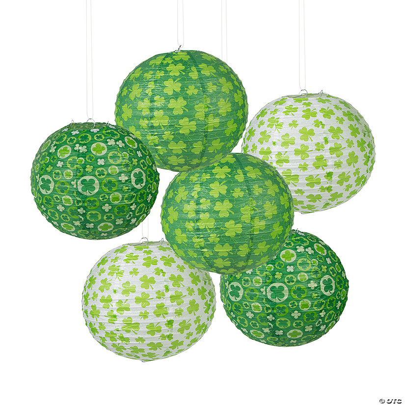 12" St. Patrick's Day Prints Hanging Paper Lanterns - 6 Pc. Image