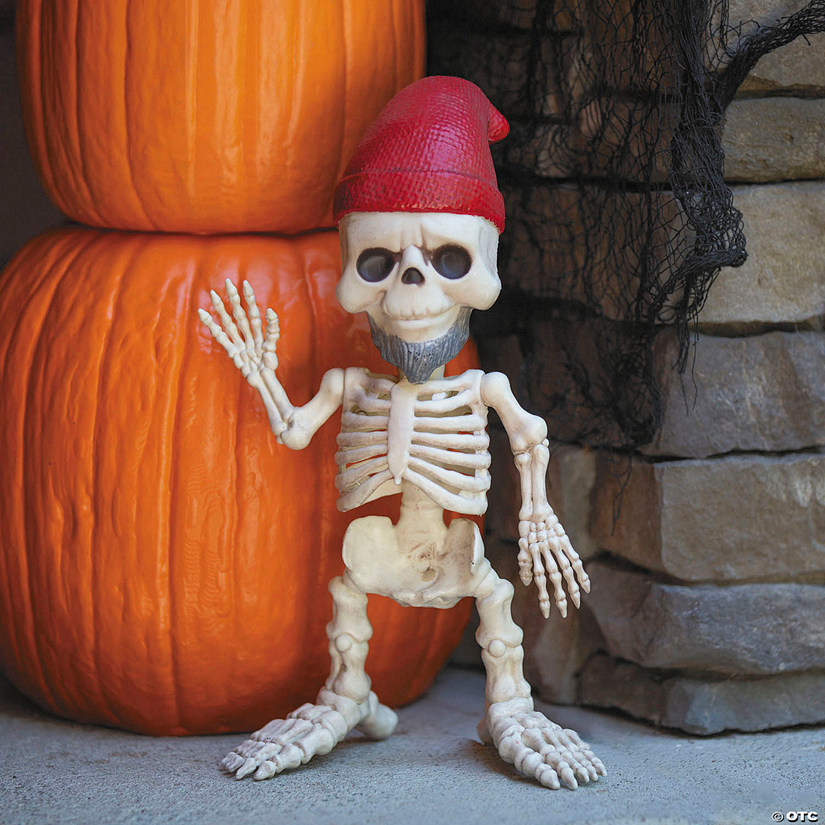 12&quot; Standing Gnome Skeleton Halloween Decoration Image