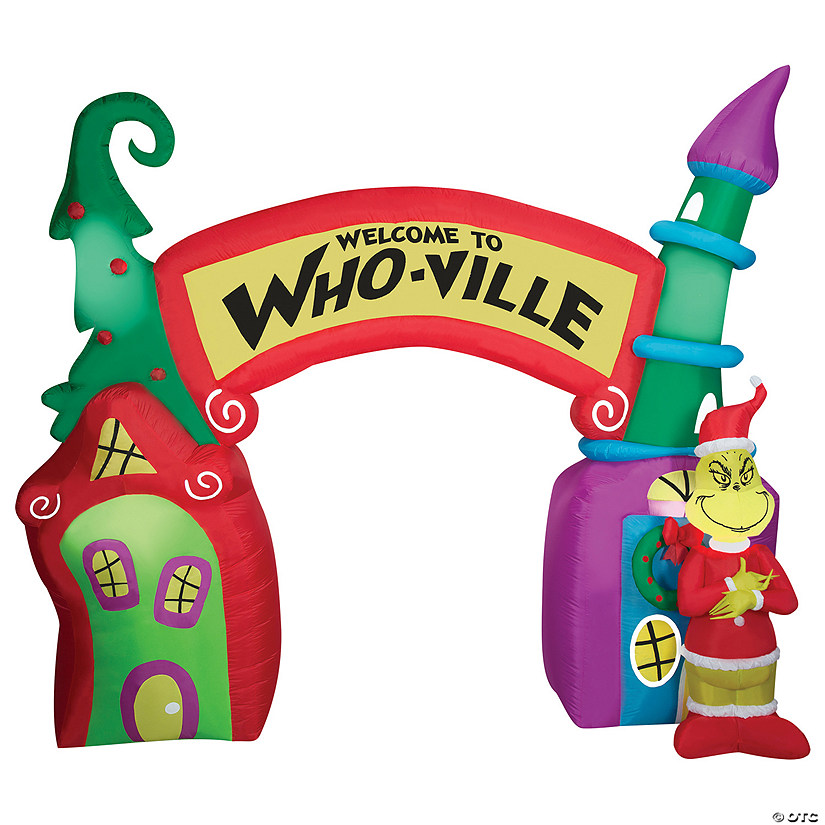126" Airblown&#174; Grinch Who-Ville Archway Scene Inflatable Yard Decor Image