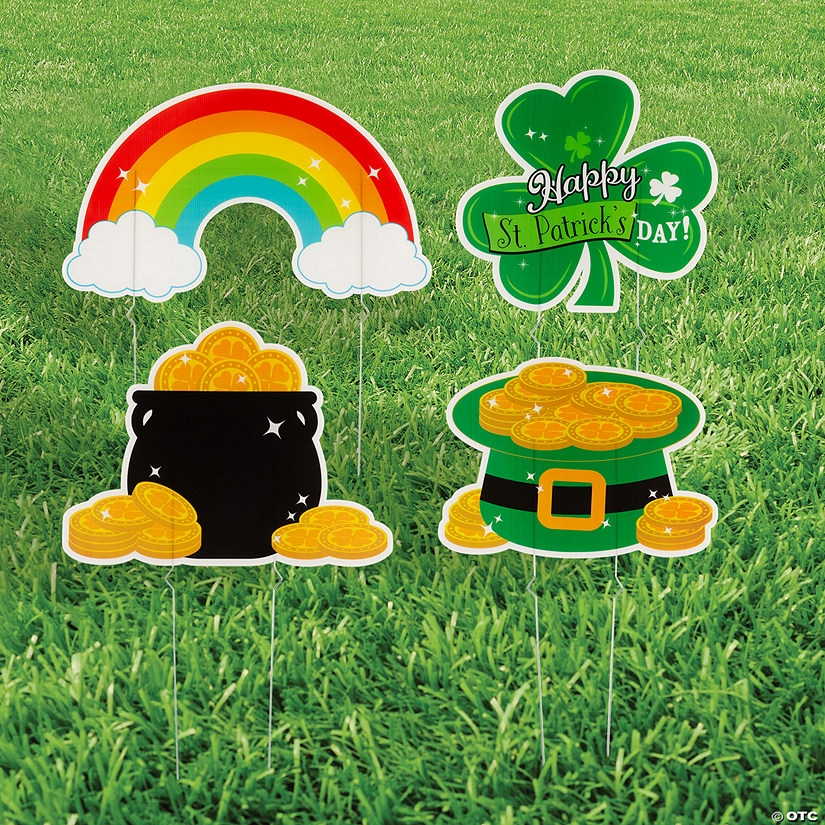 13" &amp;#8211; 15 1/4" St. Patrick&amp;#8217;s Day Yard Signs - 4 Pc. Image