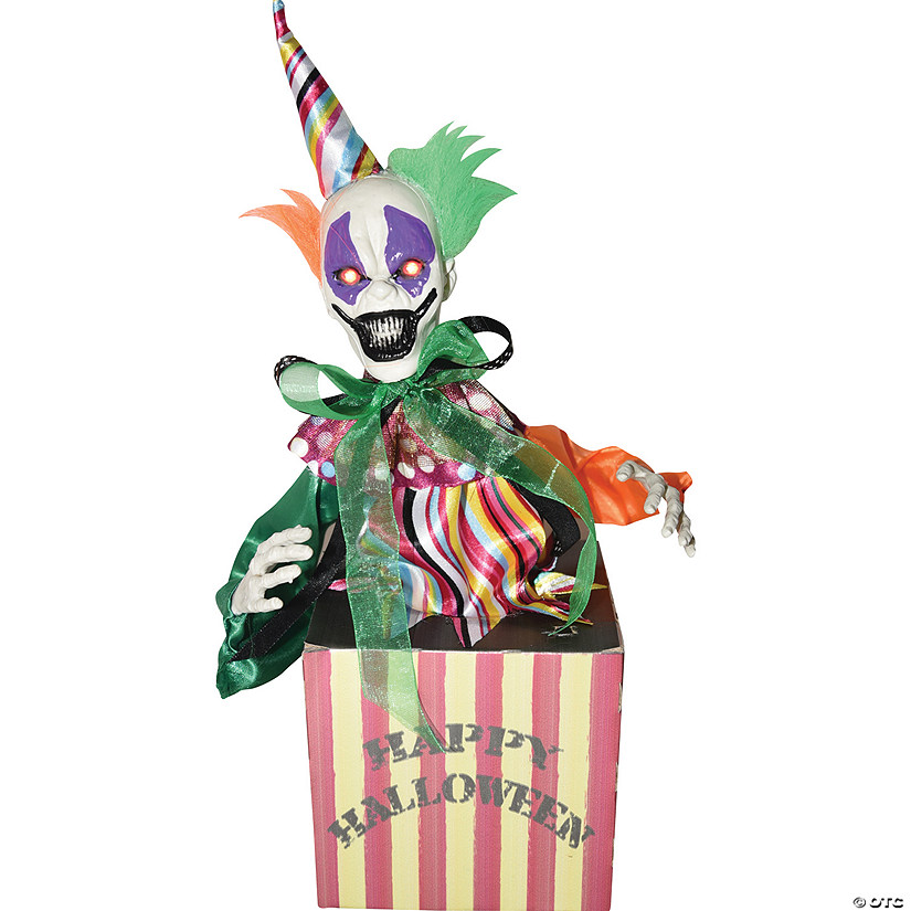13" Animated Bouncing Clown in Box Halloween Decoration Image