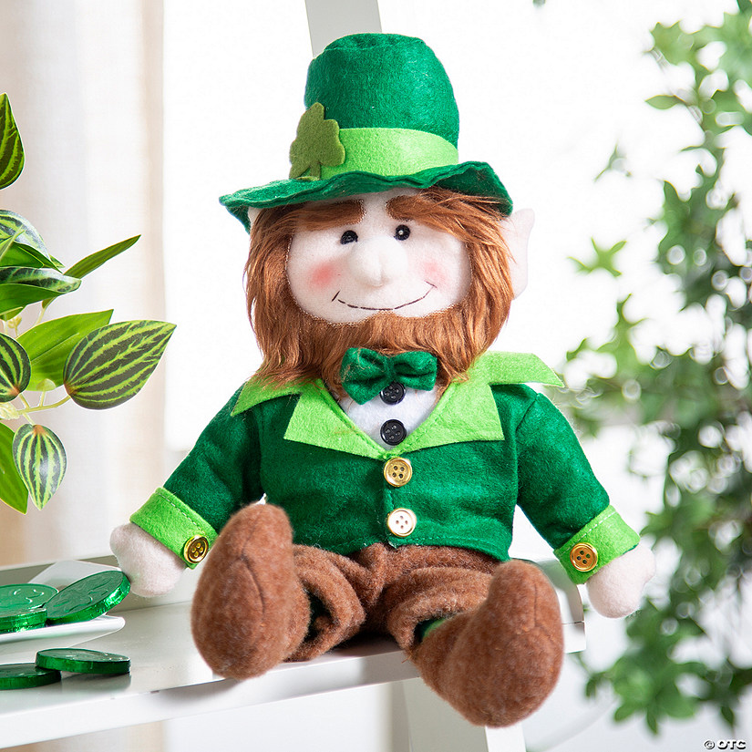 13" St. Patrick's Day Plush Leprechaun with Shamrock Top Hat Image