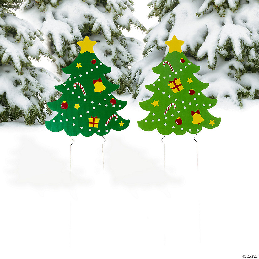 13&quot; x 16&quot; Christmas Tree Yard Stakes - 4 Pc. Image