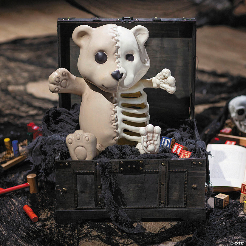 14 1/4&quot; Half Bones Teddy Skeleton Halloween Decoration Image