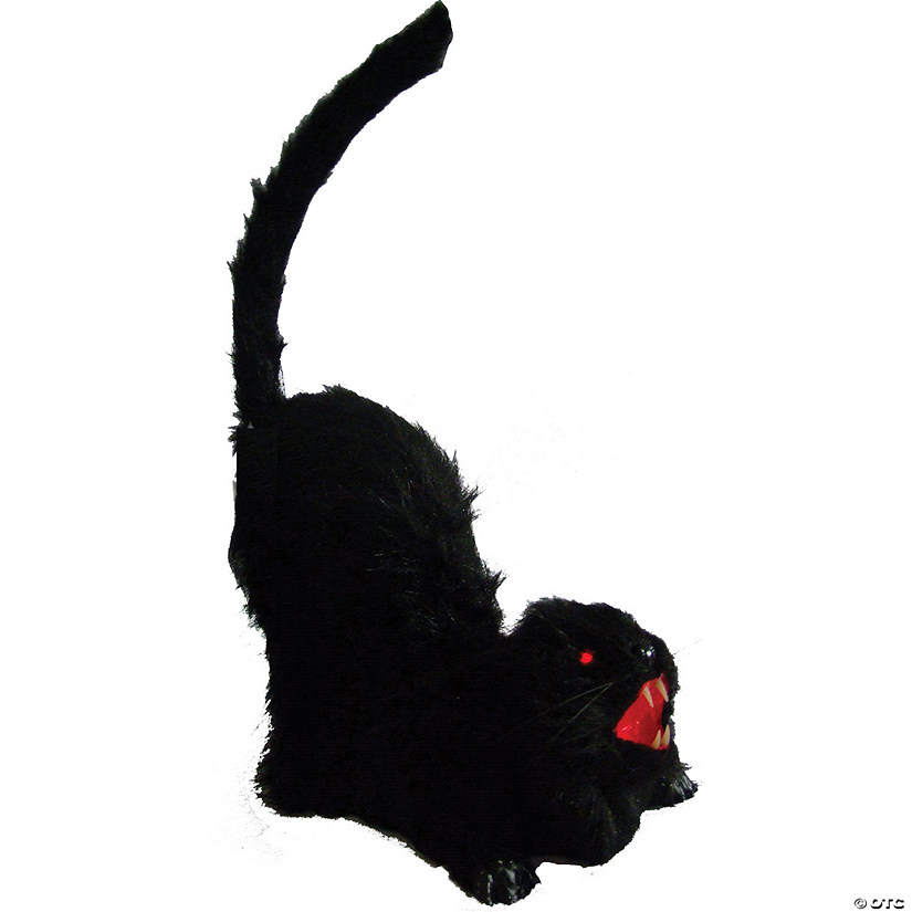 14" Animated Black Cat Halloween Decoration Image