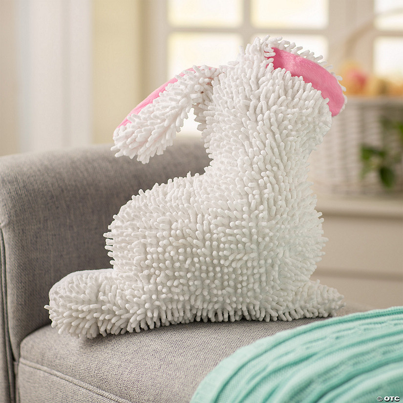 14" Easter Bunny Chenille Pillow with Ears Image