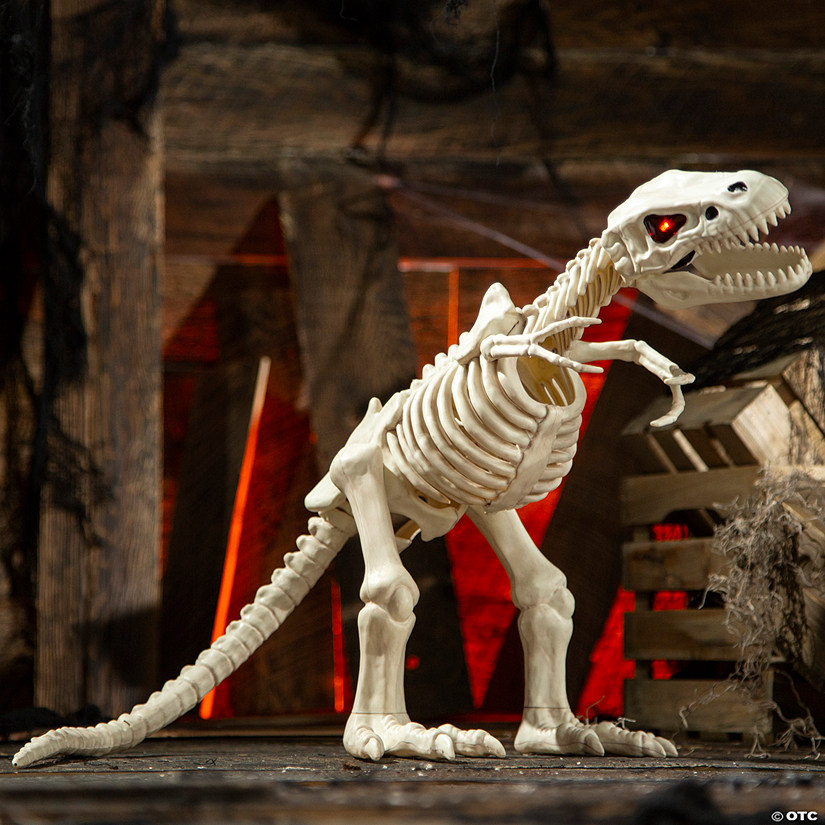 15 1/2&quot; Animated Light-Up Tyrannosaurus Rex Skeleton Halloween Decoration Image