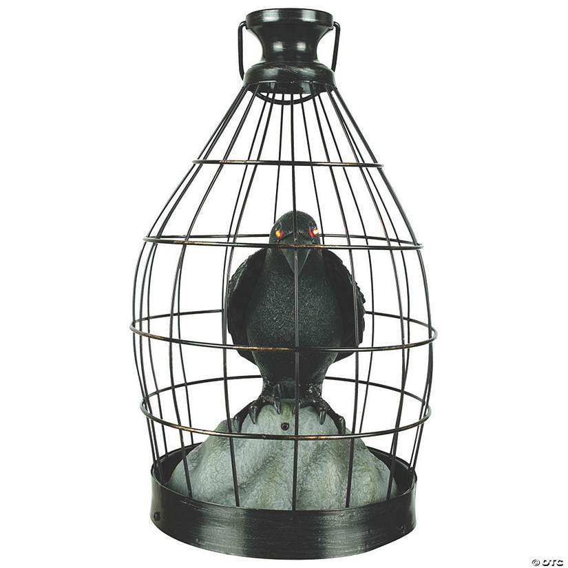 15" Animated Crow in Cage Image