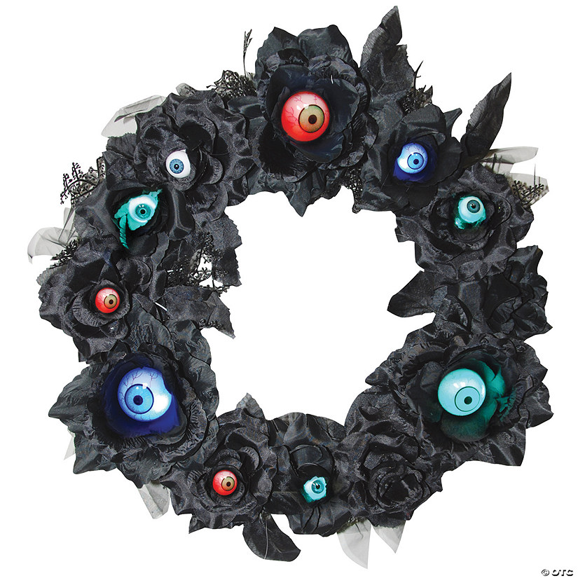 15" Lightup Eyeball Gothic Halloween Wreath Image