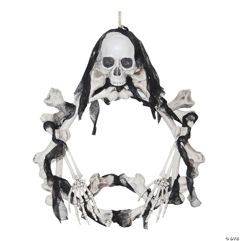 16.5" Lightup Skeleton Halloween Wreath Image