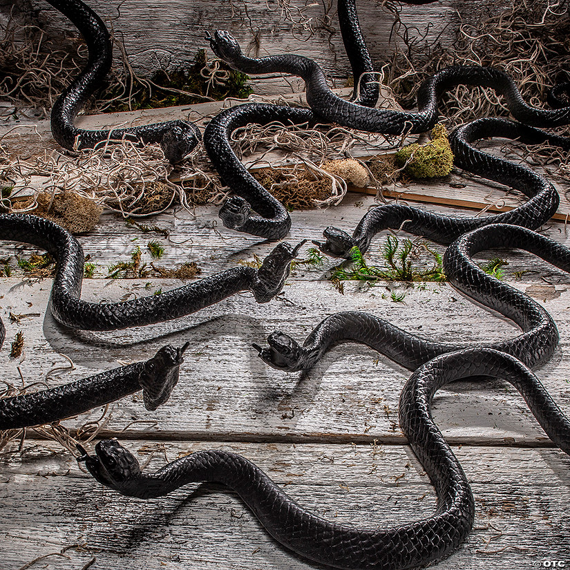 16&quot; Bag of Black Plastic Snakes Halloween Decoration Image