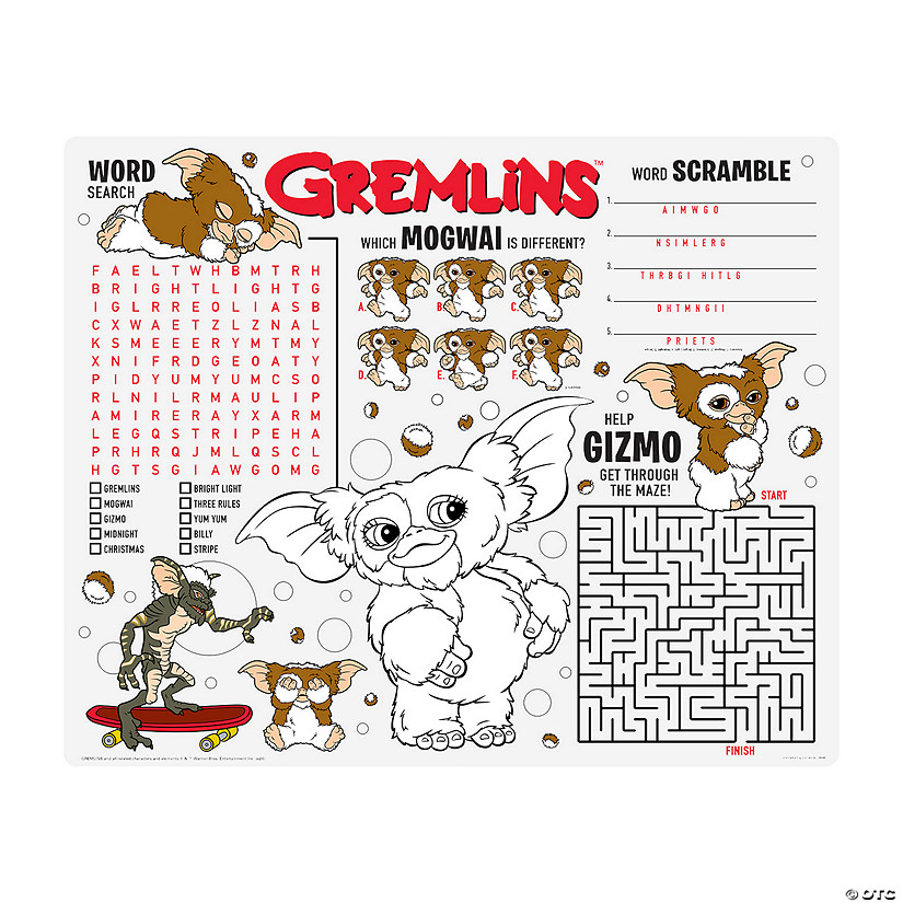 16&amp;#8221; x 13&amp;#8221; Gremlins&amp;#8482; Party Gizmo Activity Paper Placemats Image
