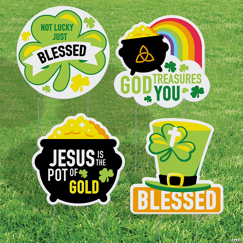 16&quot; x 16&quot; Religious St. Patrick's Day Yard Signs - 4 Pc. Image