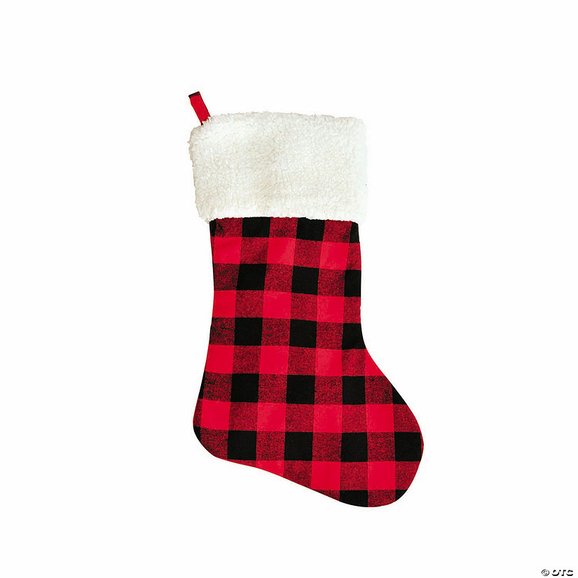 17" Merry Match Red &amp; Black Checkered Christmas Stocking Image