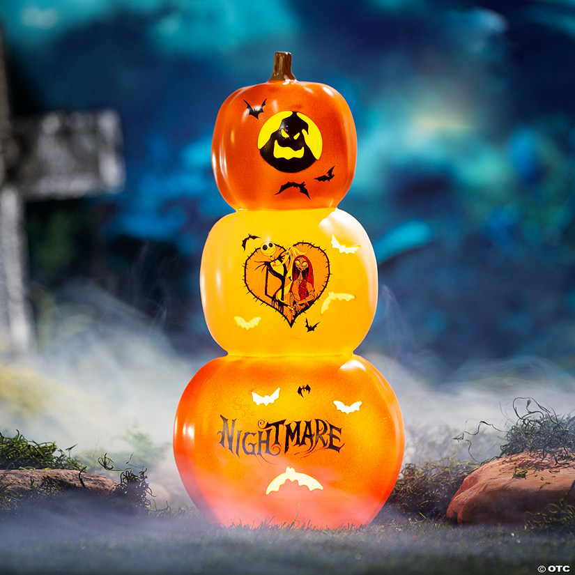 18 1/2" The Nightmare Before Christmas&#8482; Light-Up Stacked Pumpkins Tabletop Decoration Image