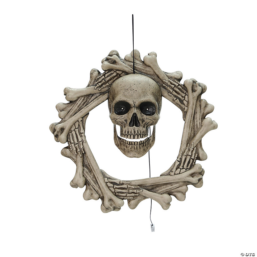 18" Bone Wreath Animated Halloween D&#233;cor Image