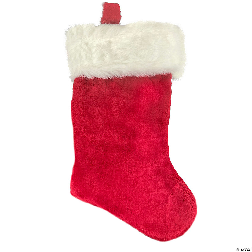 18" Red Plush Santa Christmas Stocking Image