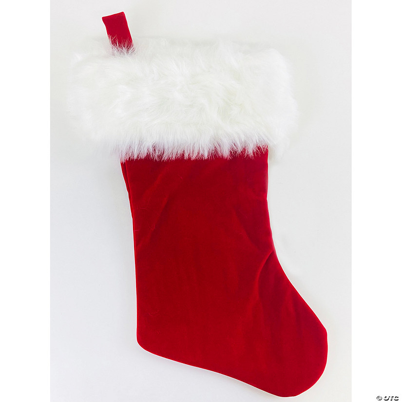 19" Velvet Lined Red Christmas Stocking Image