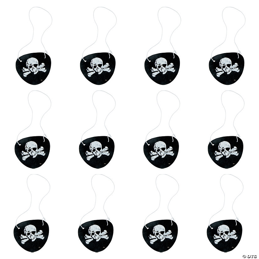 2 1/2" Skull &amp; Crossbones Black Felt Pirate Eye Patches - 12 Pc. Image