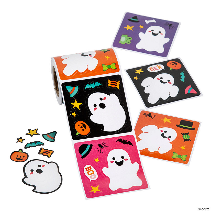 2 1/2" x 2 1/2" Mini Make-a-Scene Ghost Sticker Roll - 100 Pc. Image