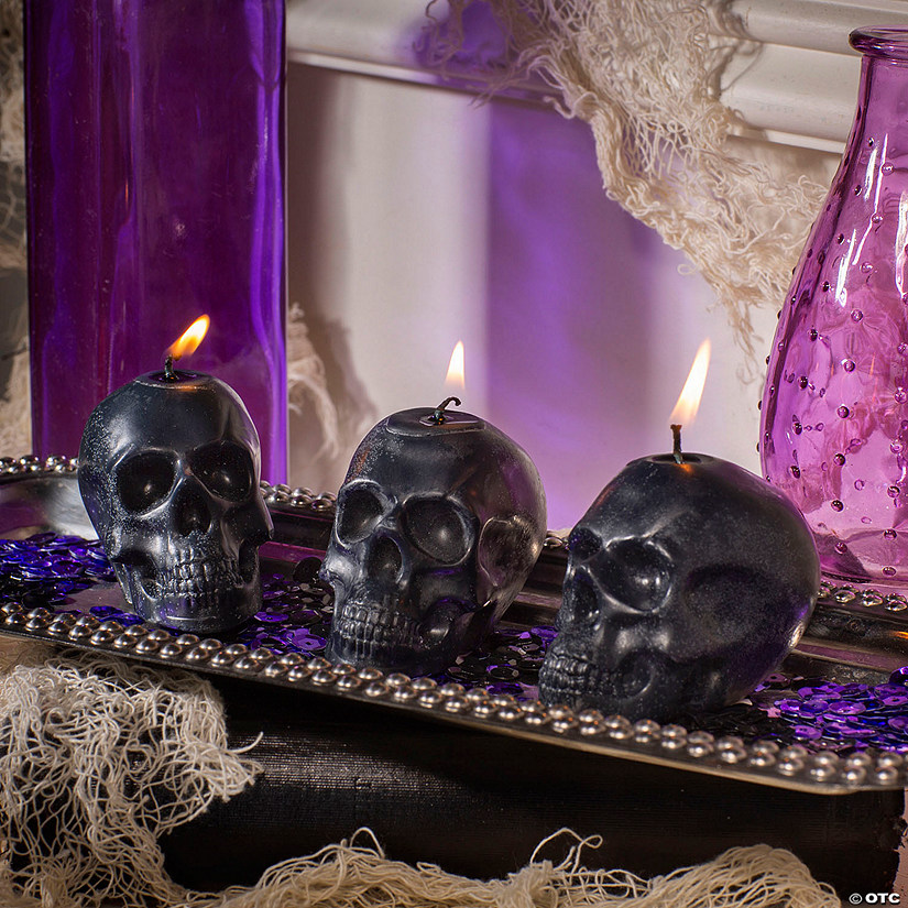2 1/4" Black Skull-Shaped Wax Candles - 3 Pc. Image