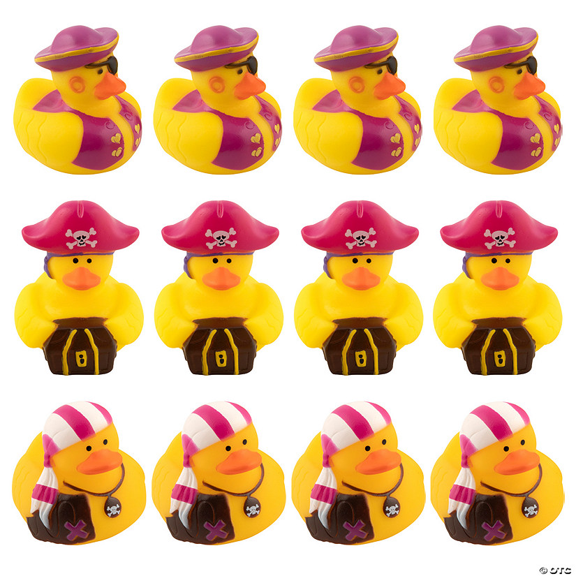 2" Pink &amp; Purple Pirate Rubber Ducks - 12 Pc. Image