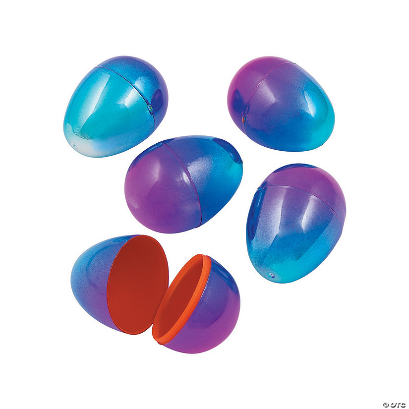 2" Two-Tone Metallic Plastic Easter Eggs - 12 Pc. Image