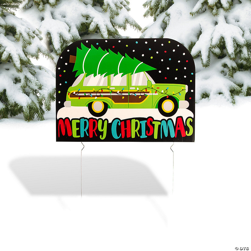 21 1/2" x 16" Christmas Woody Wagon Yard Sign Image