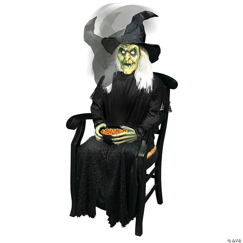 21" Animated Sitting Witch Halloween Prop Halloween Express