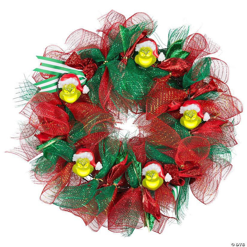 22" EmoteGlow&#8482; Dr. Seuss&#8482; The Grinch Musical Wreath Lighted Christmas Decoration Image