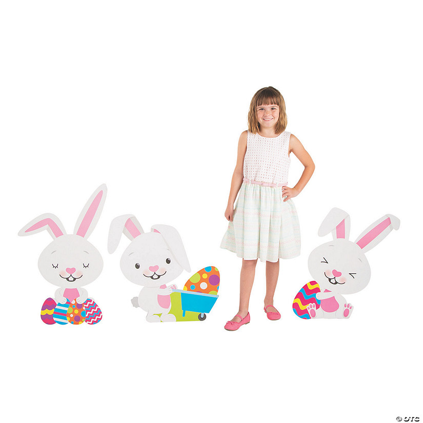 23 1/4&quot; - 29 3/4&quot; Easter Bunny Cardboard Cutout Stand-Ups - 3 Pc. Image