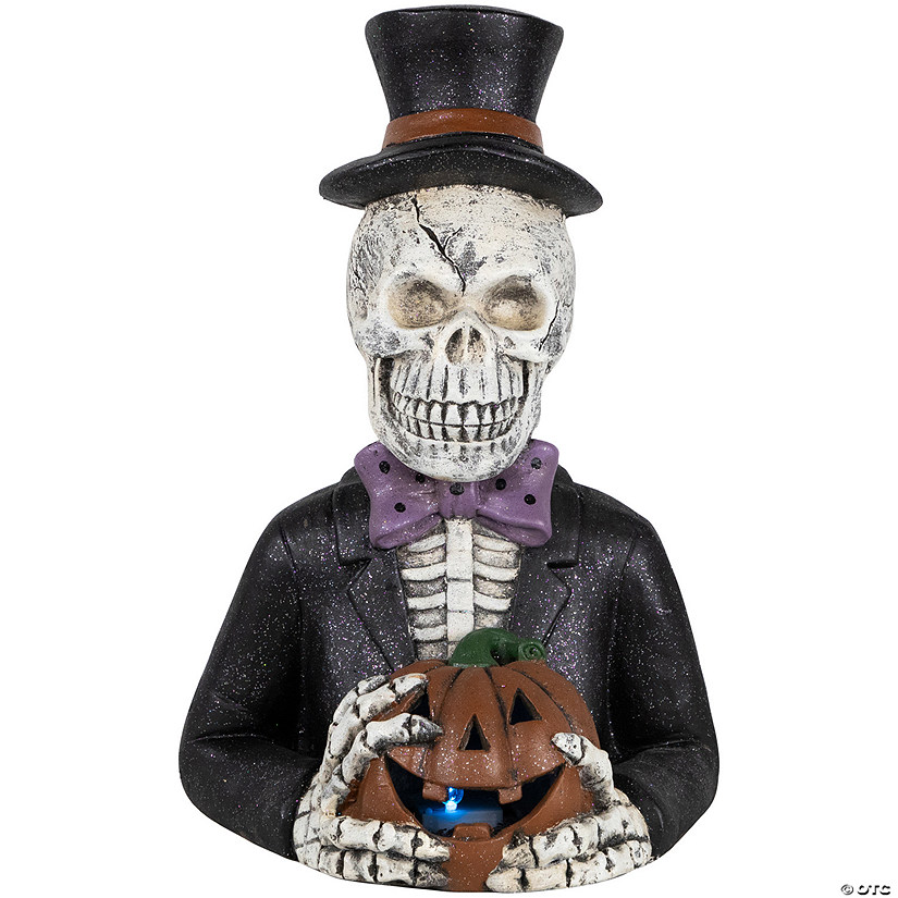23.5" LED Lighted Skeleton with Jack-O-Lantern Halloween Decoration Image