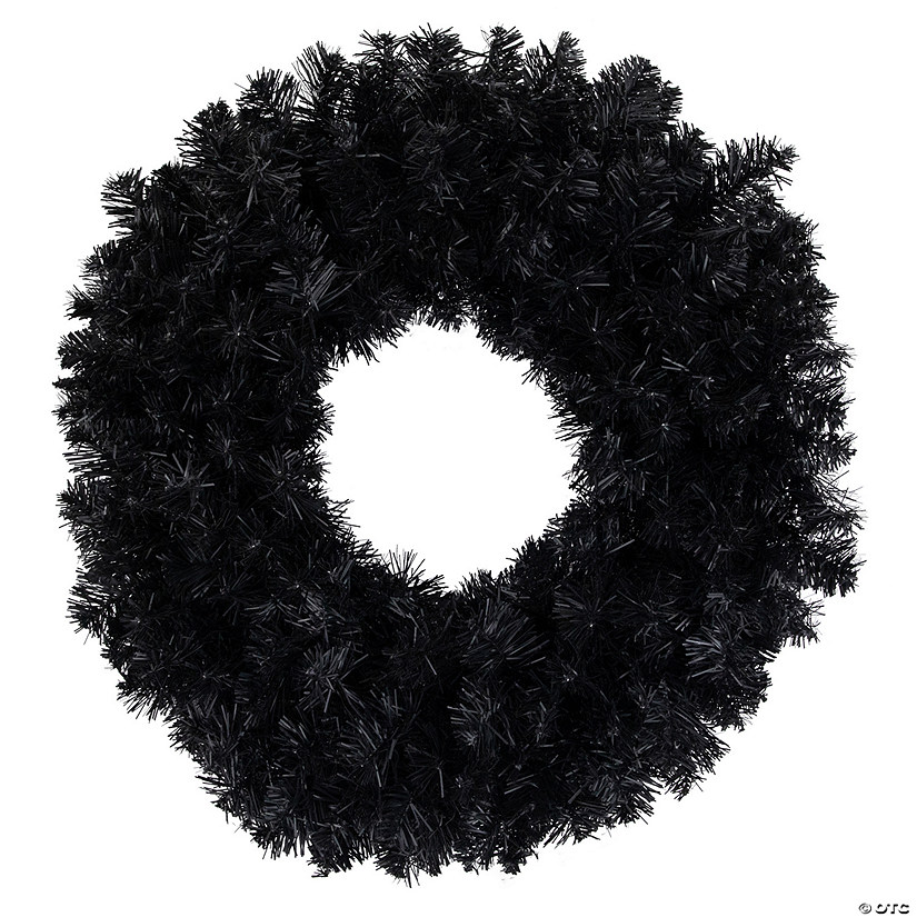 24" Black Colorado Spruce Artificial Halloween Wreath  24-Inch  Unlit Image