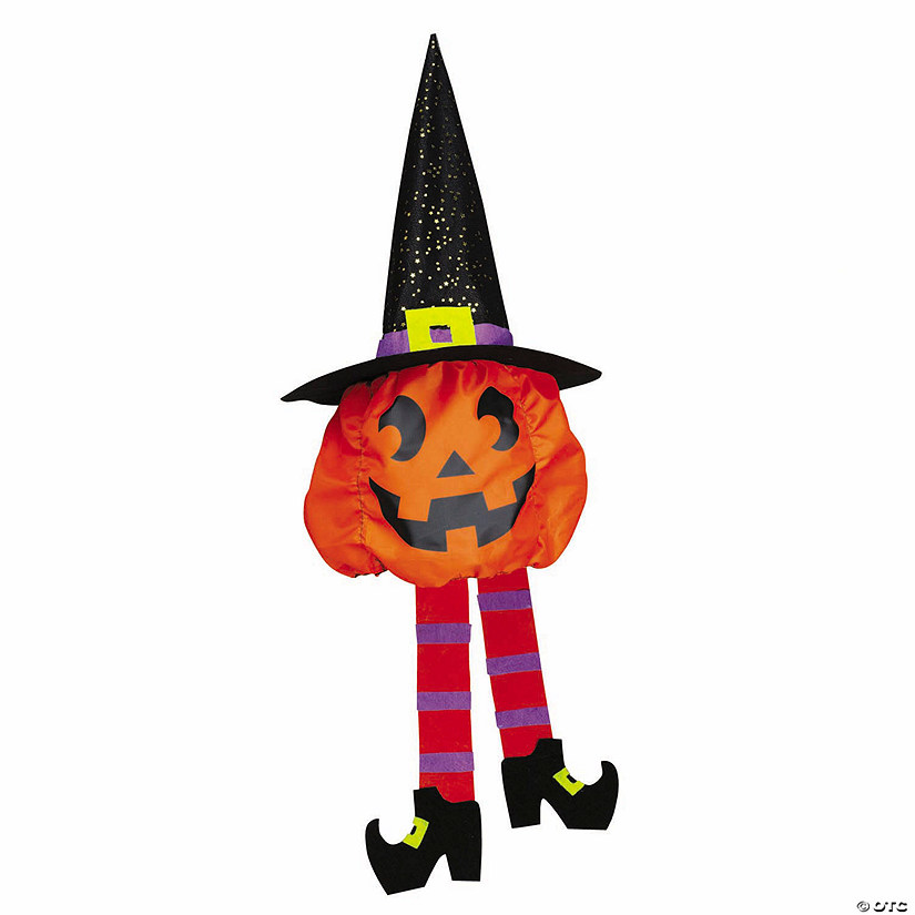 24" Float &amp; Glow LED Light-Up Jack-O'-Lantern with Witch Hat Halloween Decoration Image