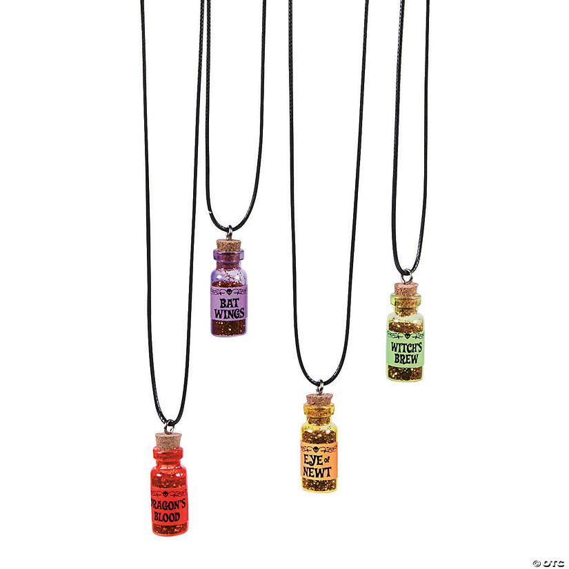 24&quot; Halloween-Themed Glass Potion Bottle Necklaces on Nylon Cord - 12 Pc. Image
