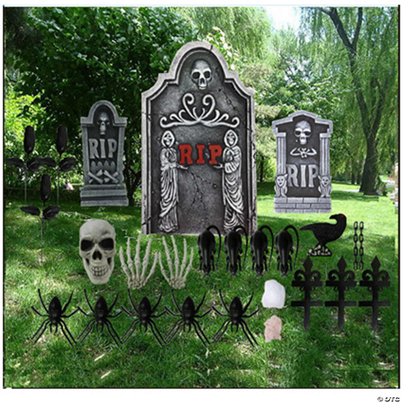 24-Piece Tombstone Set Outdoor Halloween Decoration Image
