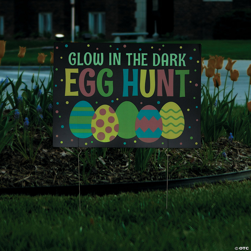 24" x 17" Glow-In-The-Dark Easter Egg Hunt Yard Sign Image