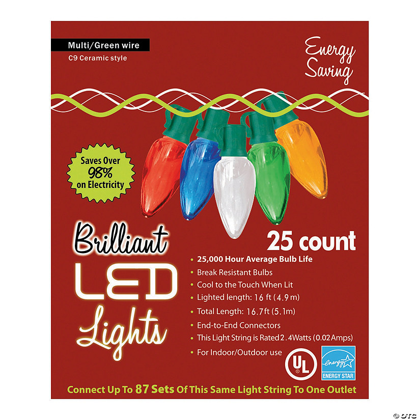 25-Count C9 LED Multicolor Holiday String Lights Image