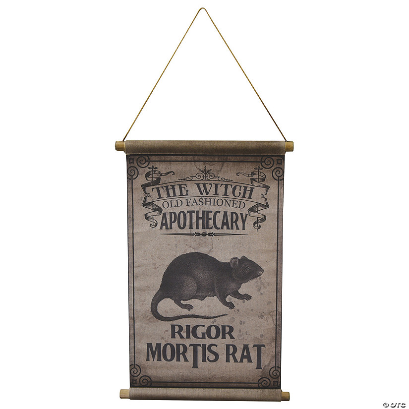 26" Rigor Mortis Rat Canvas Hanging Sign Halloween Decoration Image