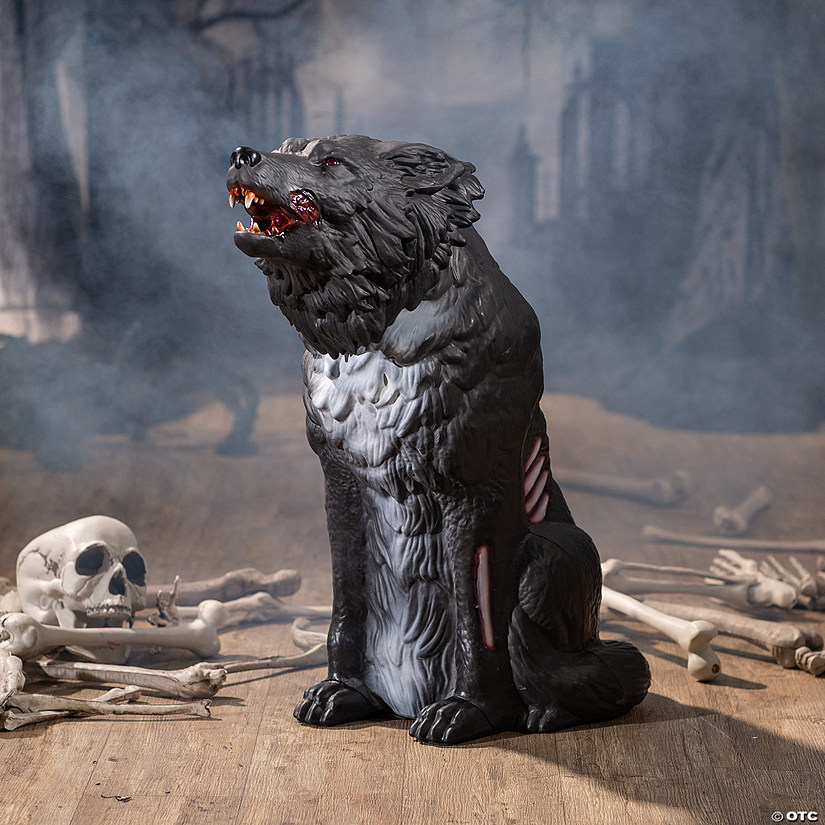 28" Animated Zombie Wolf Halloween Decoration Image