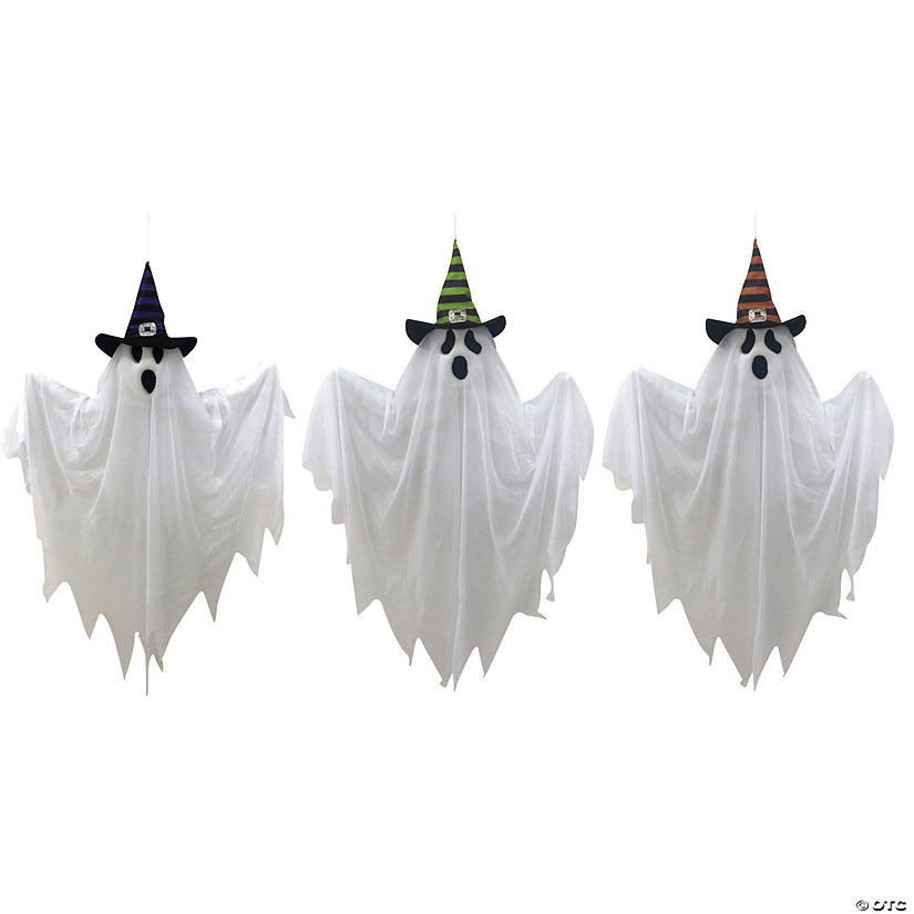 28" Hanging Ghosts with Witch Hat Decoration Set - 3 Pc. Image