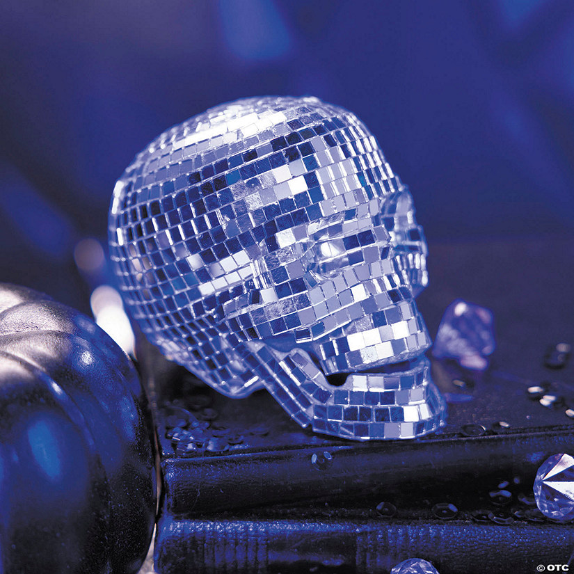3 3/4" Mini Disco Mosaic Skull Halloween Decoration Image