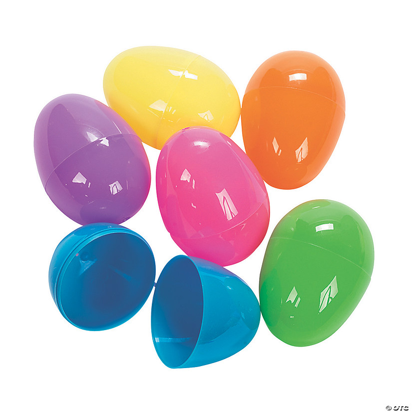 3" Bright Color Plastic Easter Eggs Image